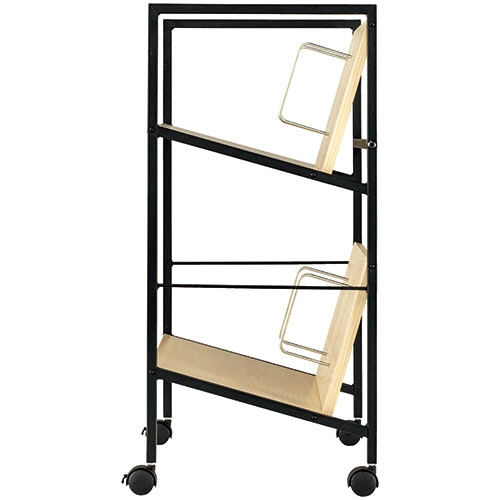 アスカ 木製ファイルワゴン 2段 ナチュラル/ブラック FWG02BK 1台(ご注文単位1台)【直送品】