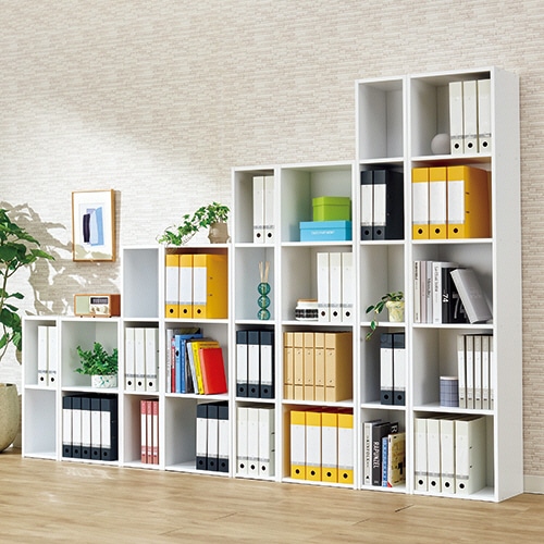 YAMAZEN カラーボックス A4ブラザーズ 2段 幅400×奥行290×高さ735mm ホワイト CABR-7540(WH) 1台（ご注文単位1台）【直送品】