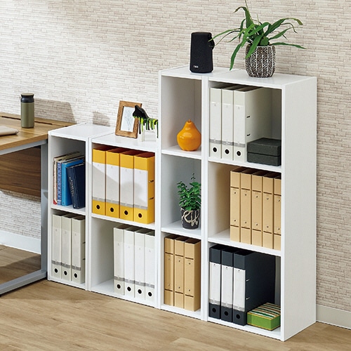 YAMAZEN カラーボックス A4ブラザーズ 2段 幅400×奥行290×高さ735mm ホワイト CABR-7540(WH) 1台（ご注文単位1台）【直送品】