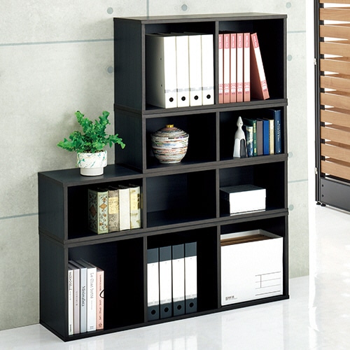 YAMAZEN カラーボックス A4ブラザーズ 3段 幅250×奥行290×高さ1090mm ダークブラウン CABR-1125(DBR) 1台（ご注文単位1台）【直送品】