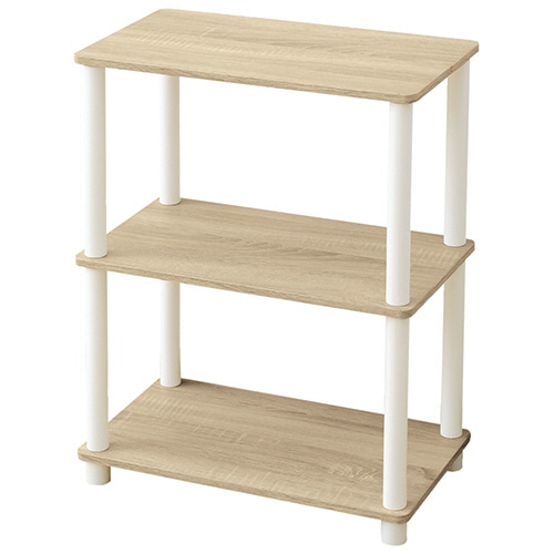 YAMAZEN システムラック 3段 幅470×奥行270×高さ635mm オーク/ホワイト ISR-3IN(OAK3/WH) 1台（ご注文単位1台）【直送品】