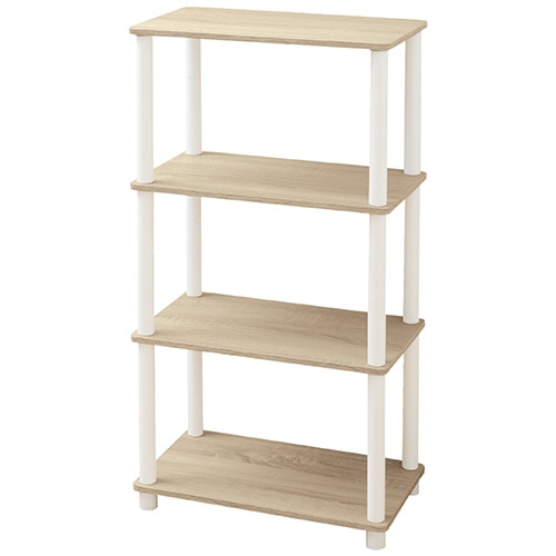 YAMAZEN システムラック 4段 幅470×奥行270×高さ930mm オーク/ホワイト ISR-4IN(OAK3/WH) 1台（ご注文単位1台）【直送品】