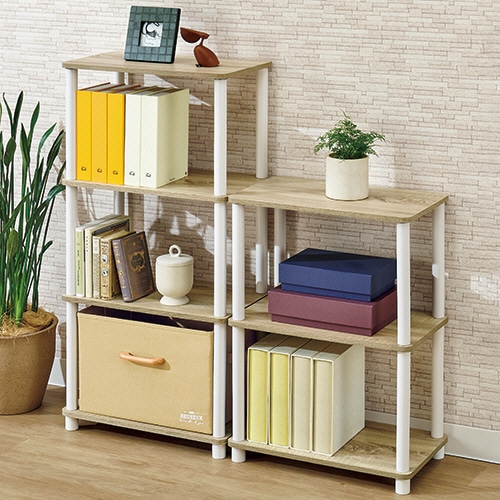 YAMAZEN システムラック 4段 幅470×奥行270×高さ930mm オーク/ホワイト ISR-4IN(OAK3/WH) 1台（ご注文単位1台）【直送品】