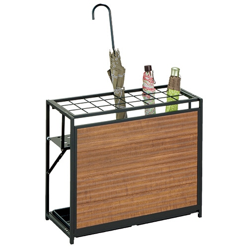 YAMAZEN アルミフォールディング傘立て 24本用 ブラウン&ブラック KAUR-24(BR) 1台(ご注文単位1台)【直送品】