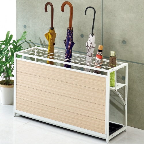 YAMAZEN アルミフォールディング傘立て 24本用 ブラウン&ブラック KAUR-24(BR) 1台(ご注文単位1台)【直送品】