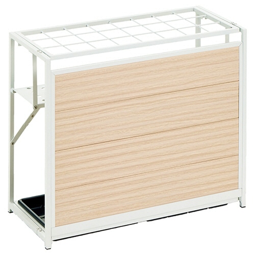 YAMAZEN アルミフォールディング傘立て 24本用 ナチュラル&ホワイト KAUR-24(NA) 1台（ご注文単位1台）【直送品】