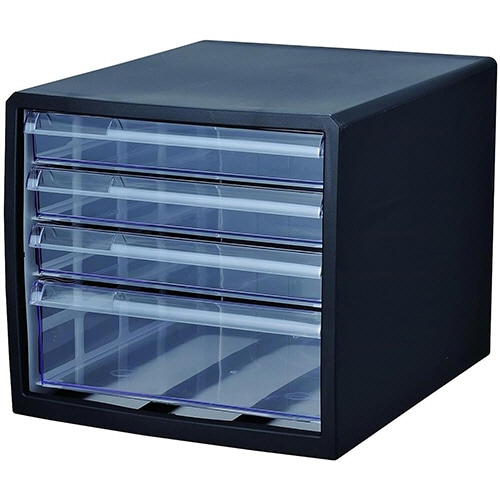 ストリックスデザイン レターケース A4タテ 浅3段・深1段 ブラック HS-919 1セット(4台)/セット（ご注文単位1セット）【直送品】