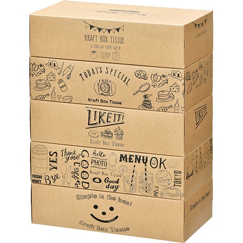 カミ商事 エルモアティシューKazaru Krafty ラインアート 180組/箱 1セット(50箱:5箱×10パック)/セット（ご注文単位1セット）【直送品】