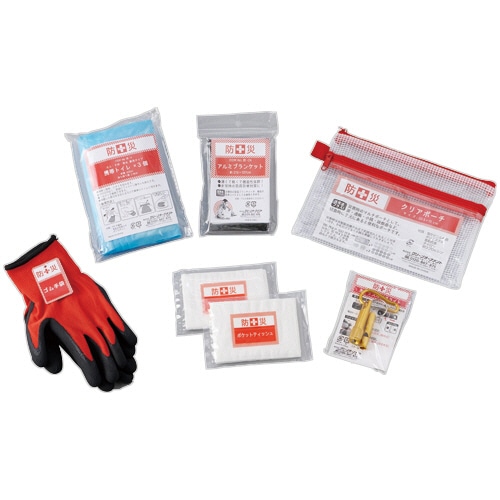 グリーンオーナメント 防災ポーチ 6点セット 1セット(5個)/セット（ご注文単位1セット）【直送品】