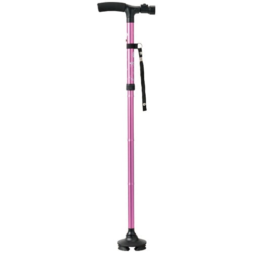 マリン商事 4点自立お洒落ステッキ Walk Support LEDライト付 ピンク Se-50138 1本（ご注文単位1本）【直送品】