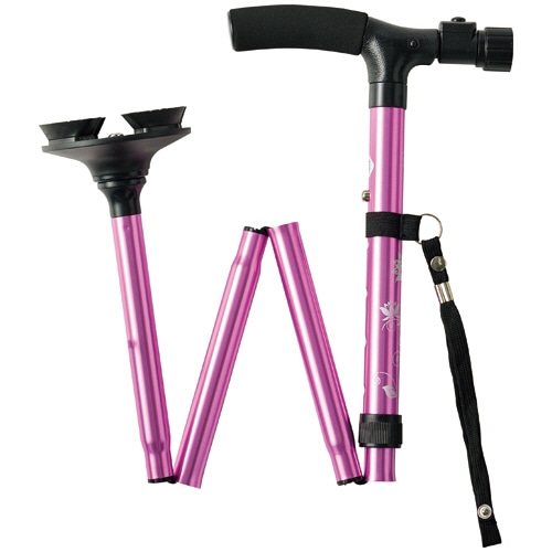 マリン商事 4点自立お洒落ステッキ Walk Support LEDライト付 ピンク Se-50138 1本(ご注文単位1本)【直送品】