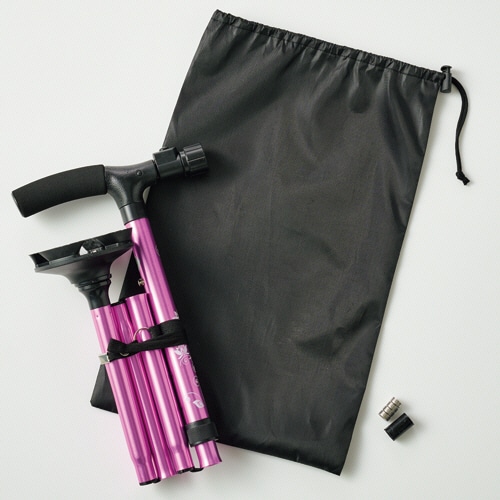 マリン商事 4点自立お洒落ステッキ Walk Support LEDライト付 ピンク Se-50138 1本(ご注文単位1本)【直送品】