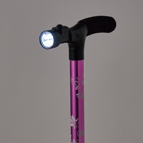 マリン商事 4点自立お洒落ステッキ Walk Support LEDライト付 ピンク Se-50138 1本(ご注文単位1本)【直送品】