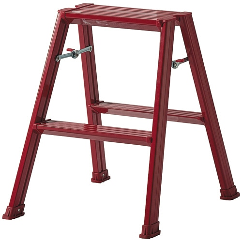 天馬 アルミ踏み台 2段 レッド 1台（ご注文単位1台）【直送品】