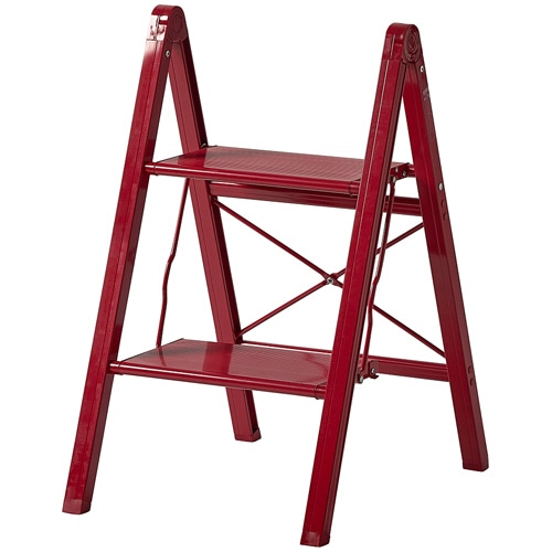 天馬 アルミ踏み台 スリム2段 レッド 1台（ご注文単位1台）【直送品】