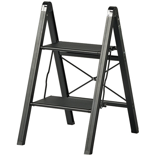 天馬 アルミ踏み台 スリム2段 ブラック 1台（ご注文単位1台）【直送品】