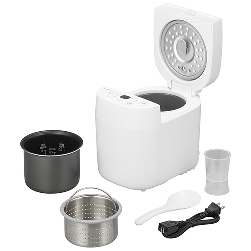 ツインバード マイコン炊飯ジャー 白米1.5合炊き/糖質カット0.5合炊き ホワイト RM-4547W 1台(ご注文単位1台)【直送品】