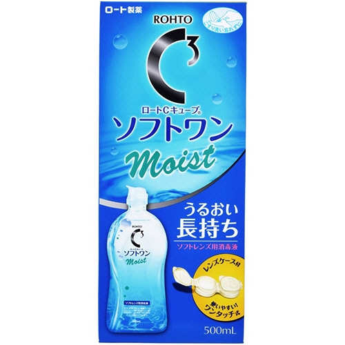 ロート製薬 ソフトレンズ用洗浄液 ロートCキューブ ソフトワンモイストa 500ml 1本（ご注文単位1本）【直送品】