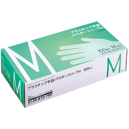 伊藤忠リーテイルリンク プラスチック手袋 TH パウダーフリー M VC-270-M 100枚/パック(ご注文単位1パック)【直送品】