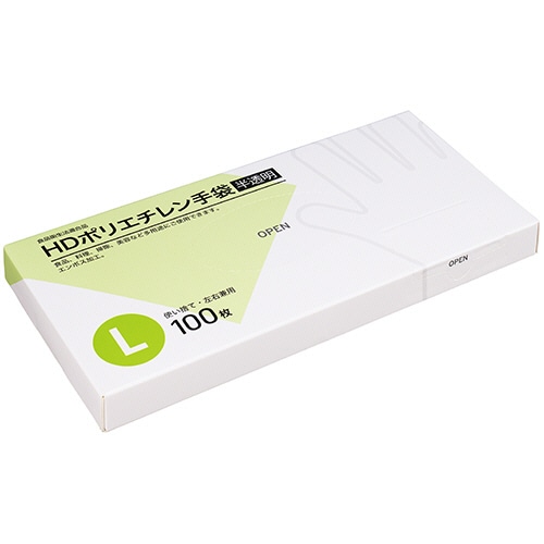 クラフトマン HDポリエチレン手袋 L 半透明 HDPGHK-03 100枚/パック（ご注文単位1パック）【直送品】