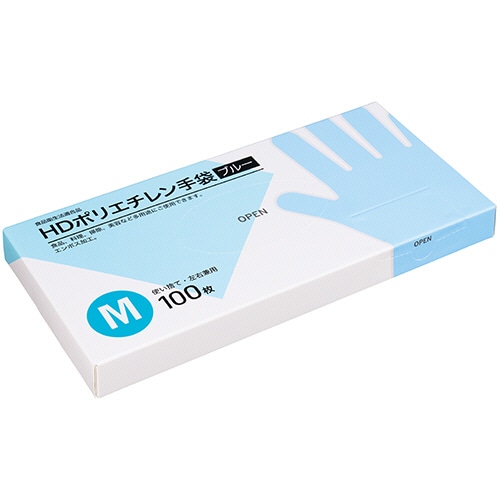 クラフトマン HDポリエチレン手袋 M ブルー HDPGHK-05 100枚/パック（ご注文単位1パック）【直送品】