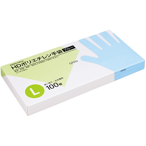 クラフトマン HDポリエチレン手袋 L ブルー HDPGHK-06 100枚/パック（ご注文単位1パック）【直送品】
