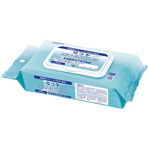 サラヤ エタノールクロス80 ピロータイプ 80枚/パック(ご注文単位1パック)【直送品】