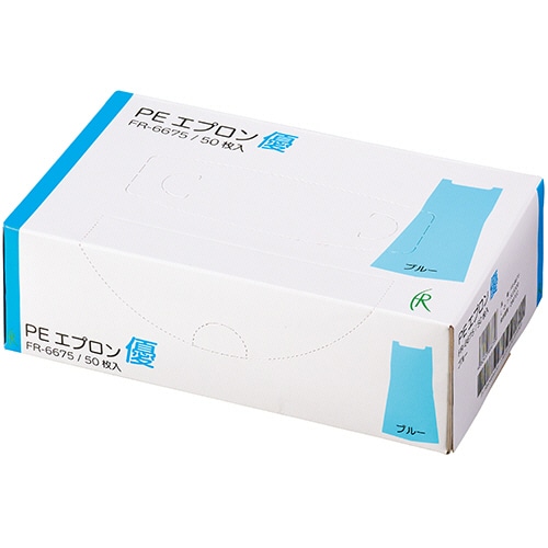 ファーストレイト PEエプロン優 袖なし ブルー FR-6675 50枚/パック（ご注文単位1パック）【直送品】