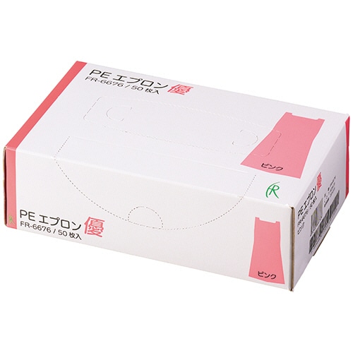 ファーストレイト PEエプロン優 袖なし ピンク FR-6676 50枚/パック(ご注文単位1パック)【直送品】