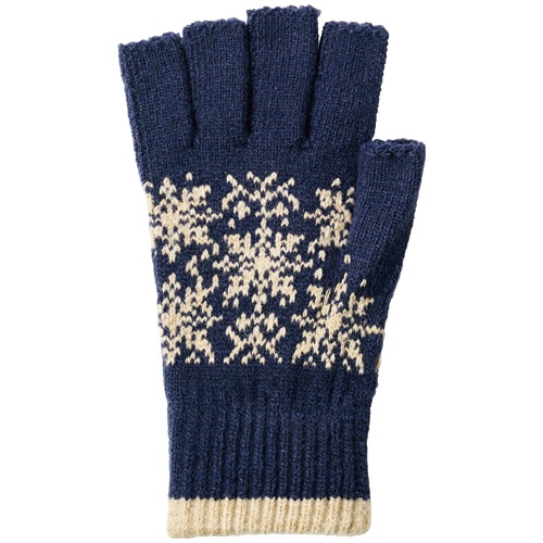 イチーナ ニット指出し手袋雪柄 ネイビー 1双（ご注文単位1双）【直送品】