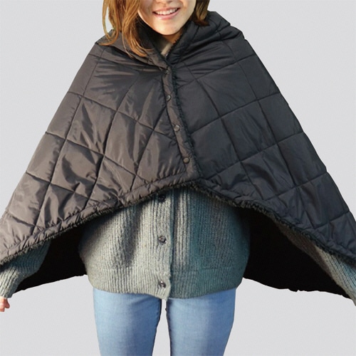 iiもの本舗 hokotto 極厚裏ボア 4WAYブランケット ブラック×ブラック 1枚(ご注文単位1枚)【直送品】