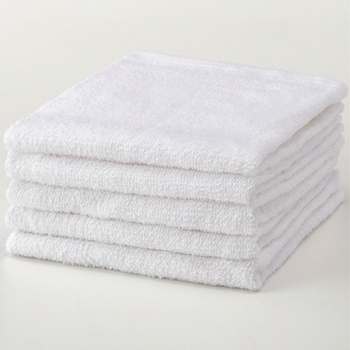 オカザキ フェイスタオル ホワイト 5枚/パック(ご注文単位1パック)【直送品】