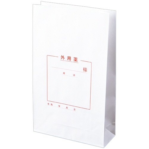 シンリョウ 手書き薬袋 外用薬袋 角底M 赤刷り 500枚/パック（ご注文単位1パック）【直送品】