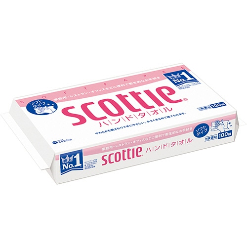 日本製紙クレシア スコッティ ハンドタオル100 100組 /パック（ご注文単位1パック）【直送品】