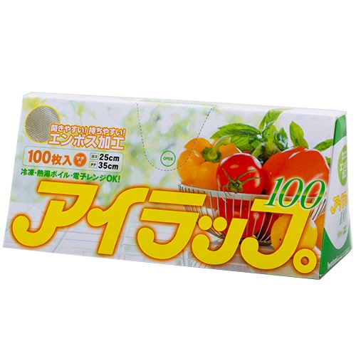 岩谷マテリアル アイラップ100 エンボス加工 マチ付き 約25×35cm 100枚/パック（ご注文単位1パック）【直送品】
