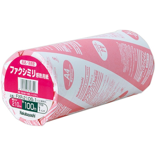 ナカバヤシ ファクシミリ用感熱紙 A4 幅210mm×長さ100m 芯内径1インチ FXR-210S-1 1本（ご注文単位1本）【直送品】