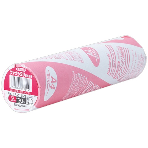 ナカバヤシ ファクシミリ用感熱紙 A4 幅210mm×長さ30m 芯内径0.5インチ ヨF-210-3 1本（ご注文単位1本）【直送品】