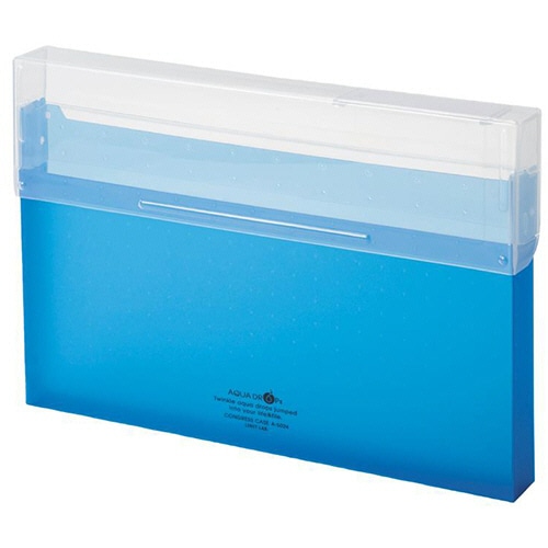 リヒトラブ AQUA DROPs コングレスケース A4ヨコ 300枚収容 青 A-5024-8 /冊（ご注文単位1冊）【直送品】