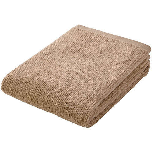 林 無撚糸大判バスタオル リブカラー ベージュ LI601228 1枚(ご注文単位1枚)【直送品】