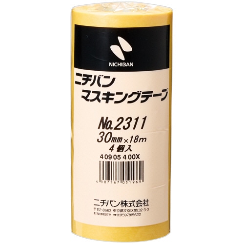 ニチバン マスキングテープ No.2311 30mm×18m 厚み0.092mm 2311H-30 1パック(4巻)/パック（ご注文単位1パック）【直送品】