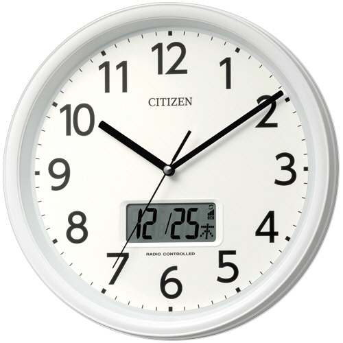 シチズン 液晶表示付電波掛時計 8FYA05-003 1台(ご注文単位1台)【直送品】