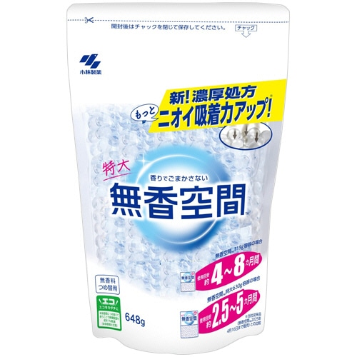 小林製薬 無香空間 無香料 特大 つめ替用 648g 1個(ご注文単位1個)【直送品】