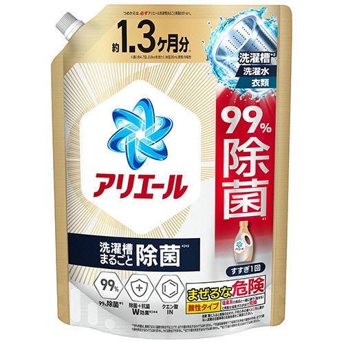 P&G アリエール ジェル 除菌プラス つめかえ用 超ジャンボサイズ 1000g 1パック/個（ご注文単位1個）【直送品】