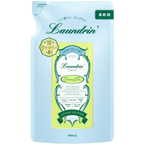 ネイチャーラボ ランドリン 柔軟剤 グリーンティーの香り 詰替 480mL 1個（ご注文単位1個）【直送品】
