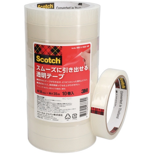 3M スコッチ 透明粘着テープ 18mm×35m 600-3-1835-10P 1パック(10巻)/パック(ご注文単位1パック)【直送品】