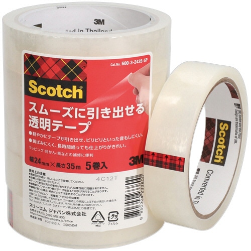 3M スコッチ 透明粘着テープ 24mm×35m 600-3-2435-5P 1パック(5巻)/パック(ご注文単位1パック)【直送品】