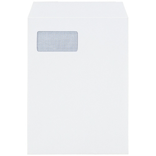TANOSEE グラシン窓付封筒 裏地紋付 A4 テープ付 100g/m2 ホワイト 1パック(100枚)/パック（ご注文単位1パック）【直送品】