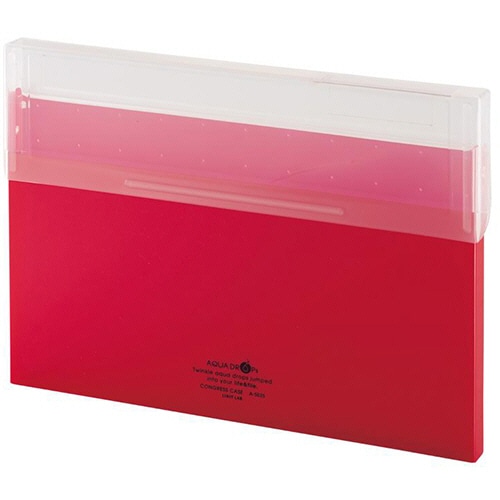 リヒトラブ AQUA DROPs コングレスケース A4ヨコ 150枚収容 赤 A-5035-3 1個/冊（ご注文単位1冊）【直送品】