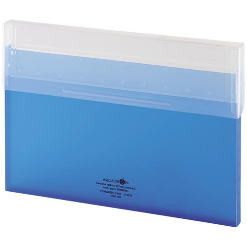 リヒトラブ AQUA DROPs コングレスケース A4ヨコ 150枚収容 青 A-5035-8 1個/冊（ご注文単位1冊）【直送品】
