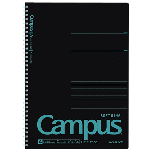 コクヨ キャンパス ソフトリングノート(ドット入り罫線)ブラックカラー A4 A罫 40枚 ブルー ス-S121AT-DB /冊（ご注文単位1冊）【直送品】